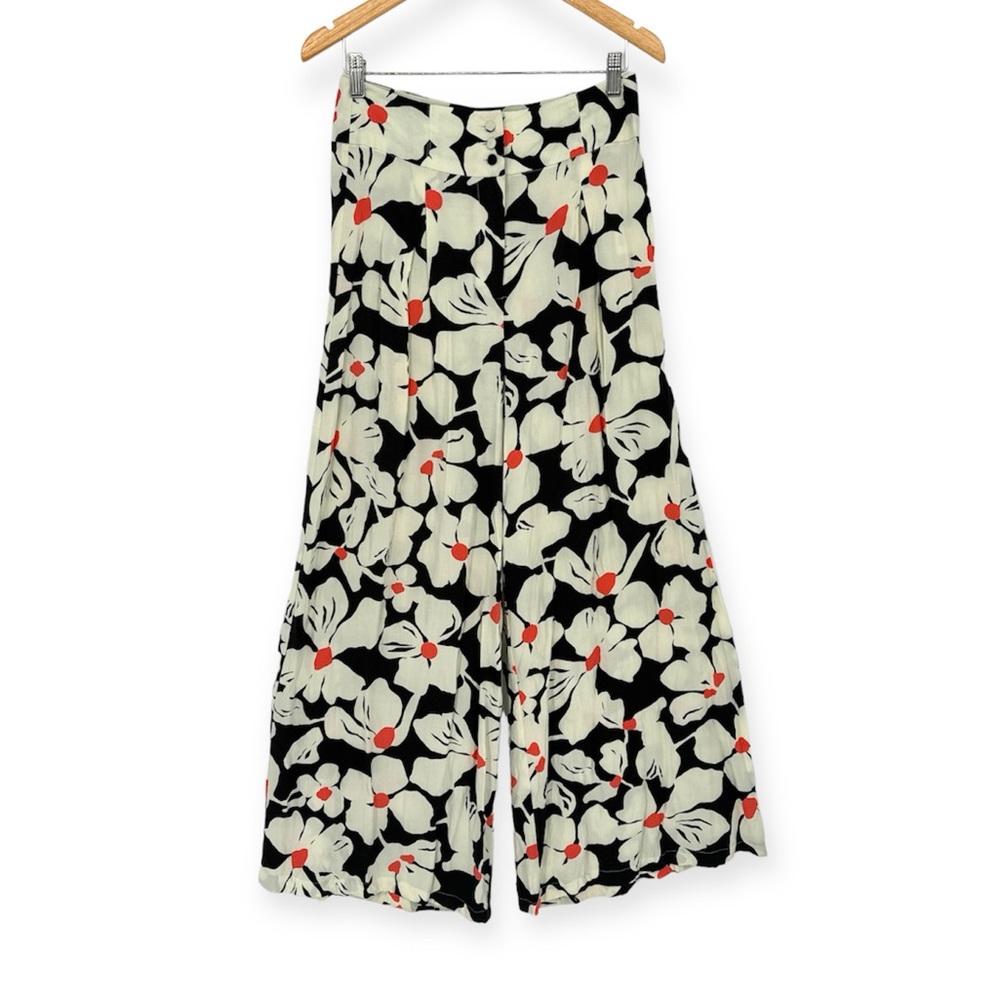ModCloth Retro Inspired Floral Wide Leg Flare Lightweight Rayon‎ Pants Size 6
